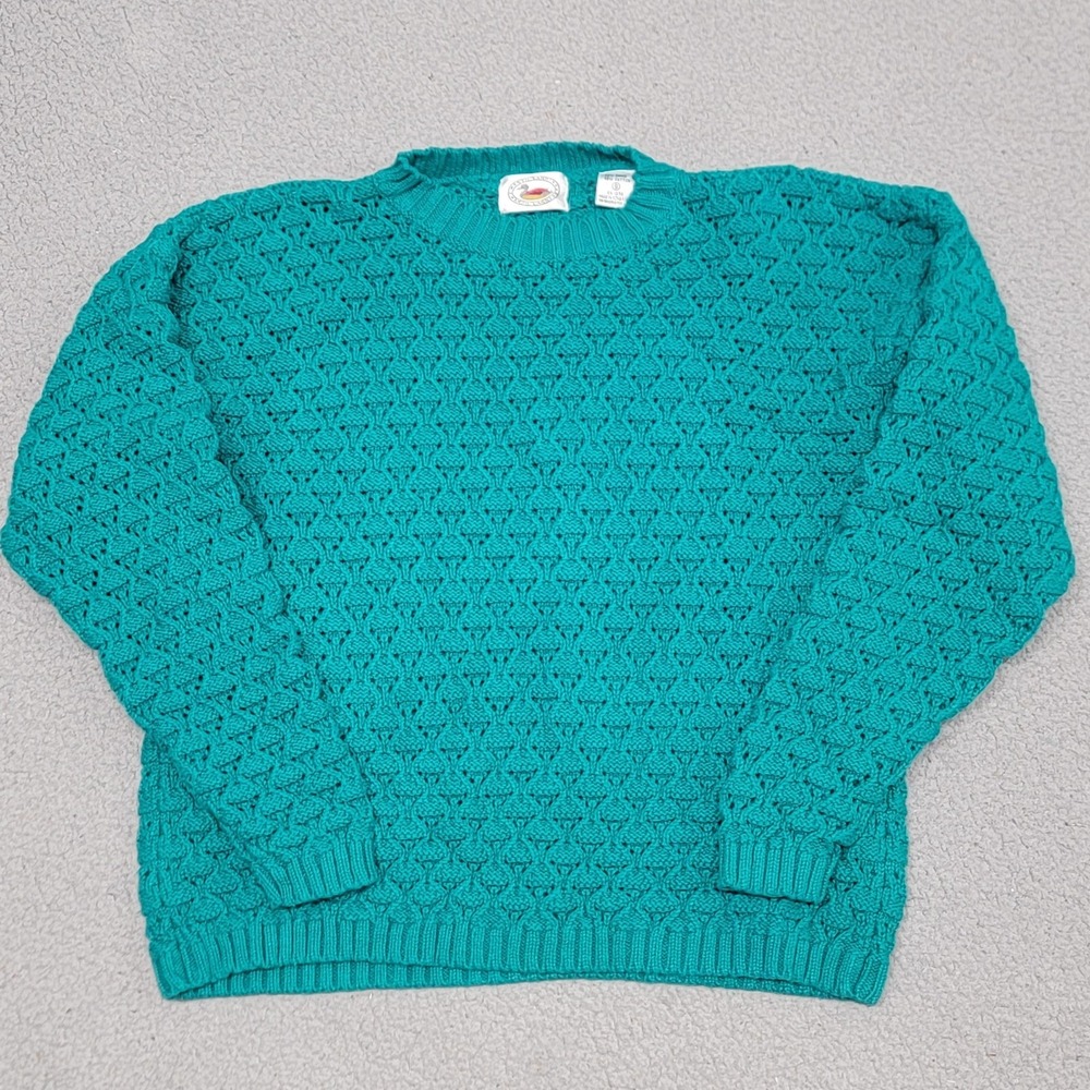 Vintage Marsh Landing Sweater‎ Mens Small Green Textured Crewneck Knit Pullover